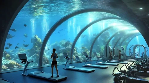 Futuristic Fitness Center Underwater