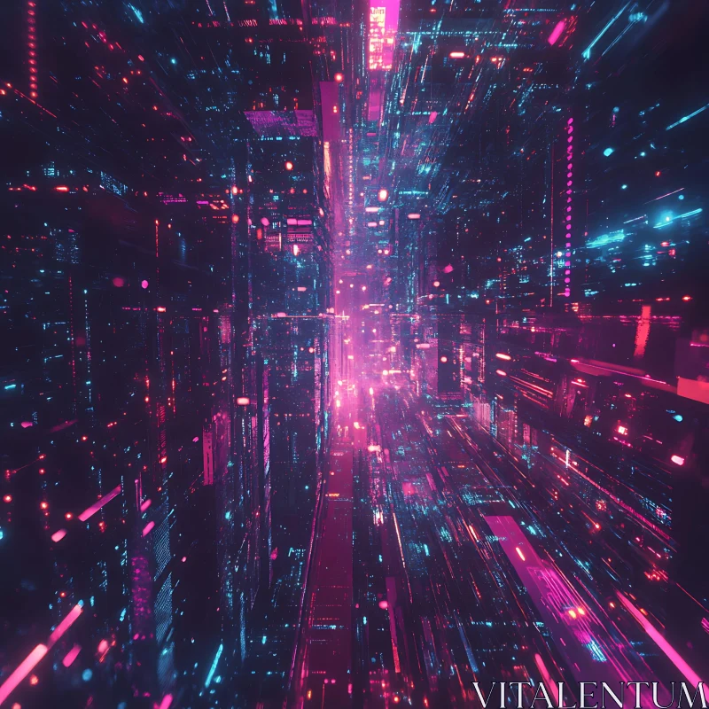 Neon Cyber City Matrix AI Image