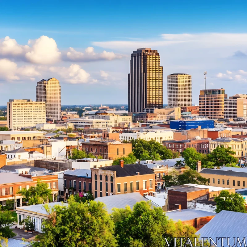 Urban Cityscape View with Tall Buildings AI Image