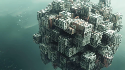 Floating Cubic City on Water