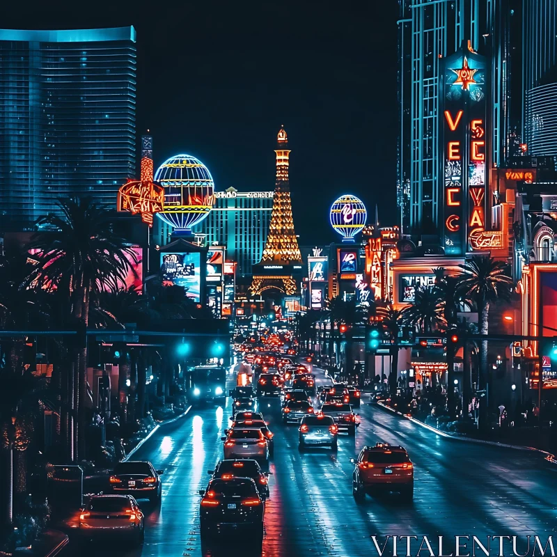 Las Vegas Cityscape at Night AI Image