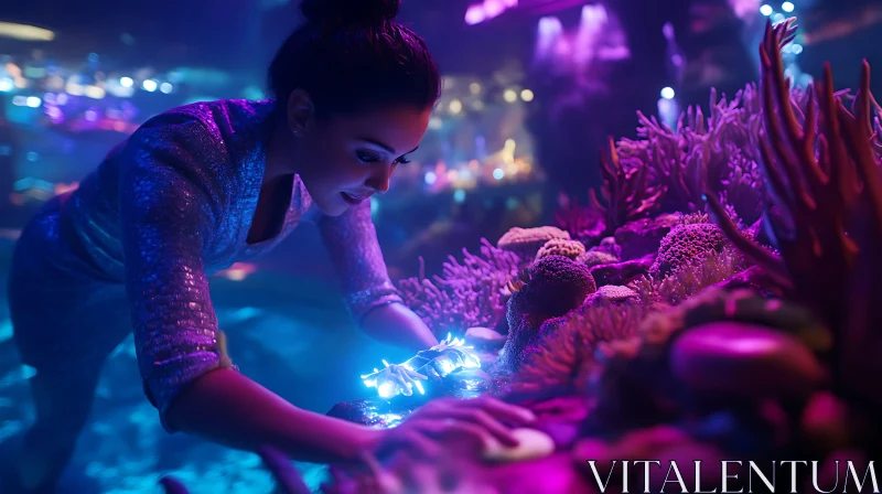 AI ART Mystical Underwater Scene with Coral Interaction