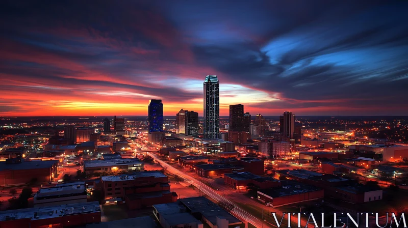 Urban Skyline at Sunset AI Image