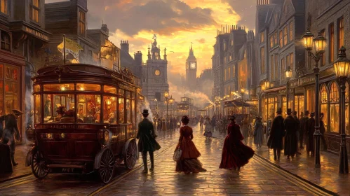 Classic Victorian Cityscape at Dusk