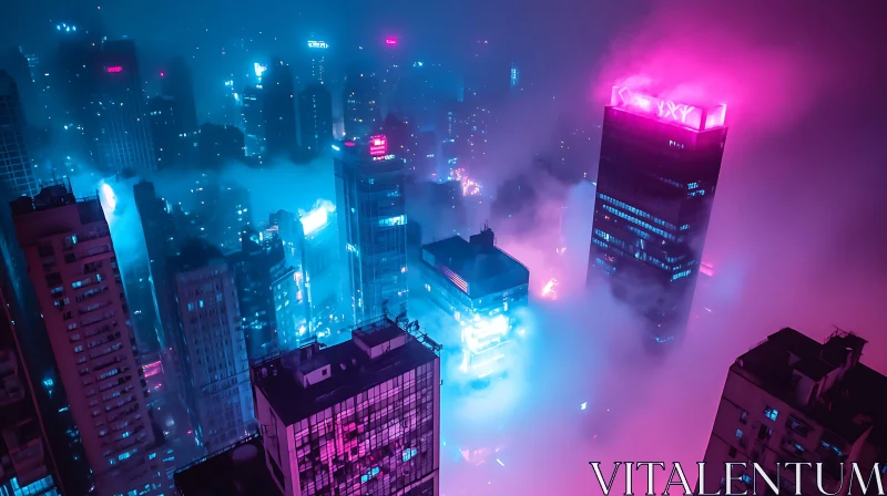 AI ART Urban Skyline Illuminated by Neon Lights