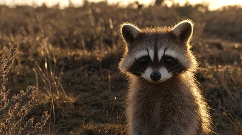 Raccoon Bathed in Sunset Light