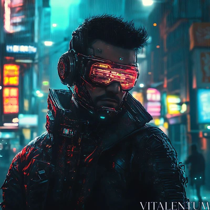 Neon-Lit Cyberpunk City and Futuristic Character AI Image