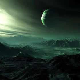 Extraterrestrial Terrain under Green Clouds