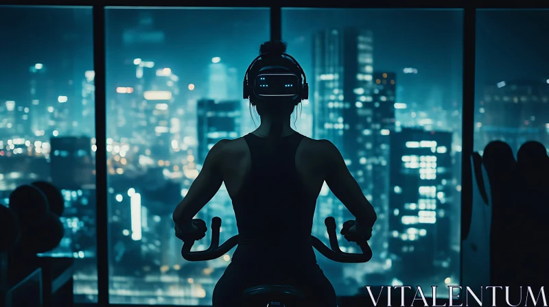 Virtual Reality Fitness with Urban City View AI Image