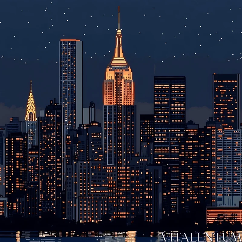 AI ART Glowing City Lights against a Starry Night Sky