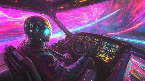 Cyberpunk Space Exploration Scene