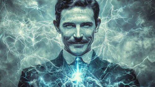 Inventor's Electric Energy Surreal Artistic Portrait