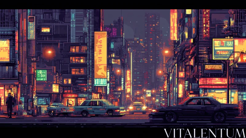 Vibrant Urban Nightlife in a Modern Metropolis AI Image