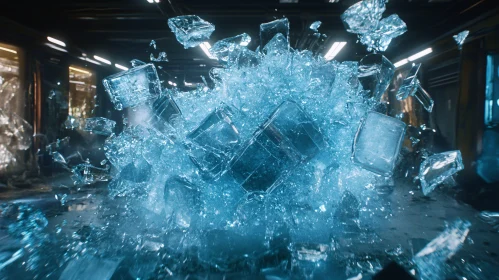 Dynamic Fragmentation of Ice Cubes Art