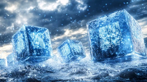 Digital Data Frozen in Ice Cubes