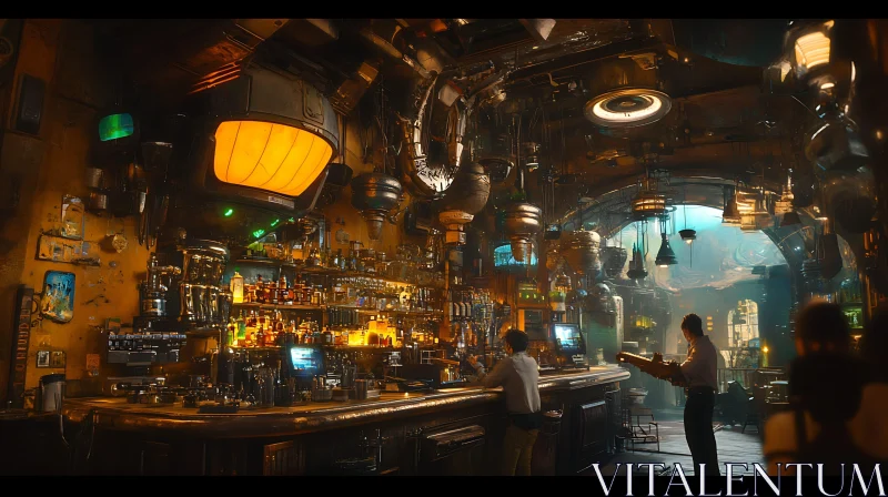 AI ART High-Tech Bar Setting in a Cyberpunk Universe