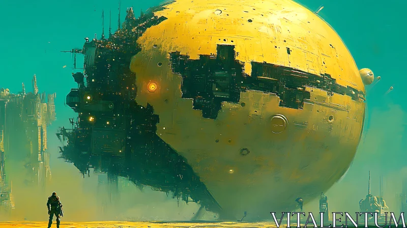 AI ART Gigantic Spherical Space Station in Sci-Fi Setting