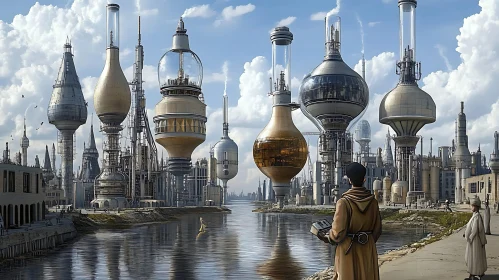 Sci-Fi Urban Landscape with Advanced Architecture