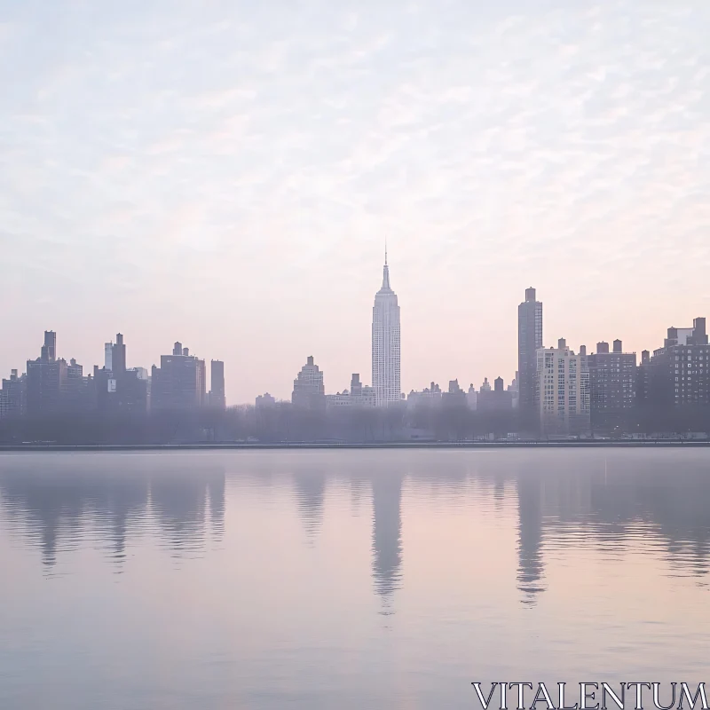 AI ART Serene Urban Reflection with Empire State Building