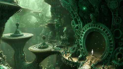 Fantasy Dreamlike Structures in Green Hues