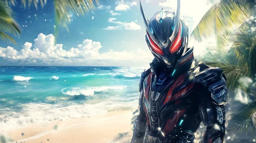 Cybernetic Being on a Tropical Shore