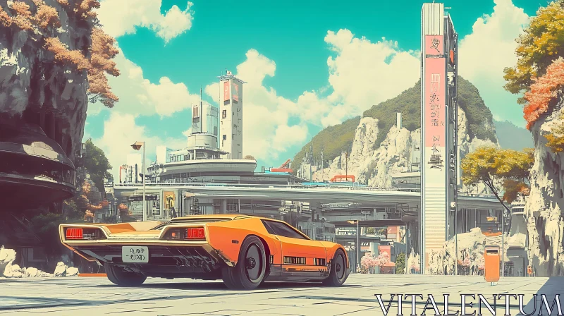 AI ART Urban Future with Modern Sports Car