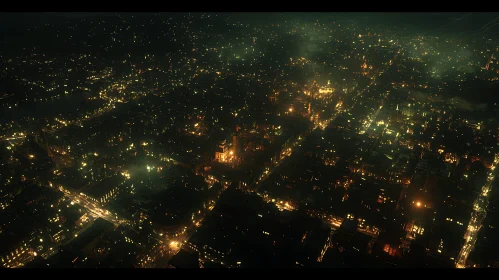 City Lights at Night from Above