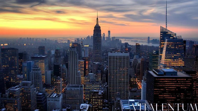 AI ART City Landscape during Sunset with Tall Buildings