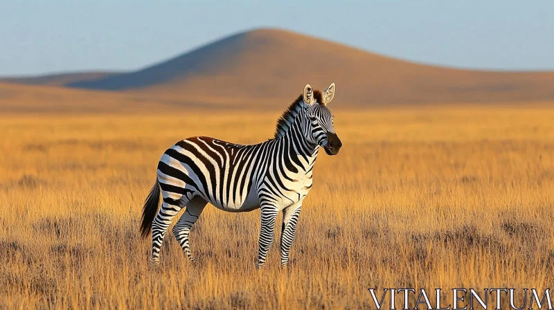 Wild Zebra in African Savanna AI Image