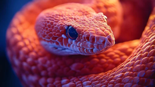 Macro View of a Coiled Snake