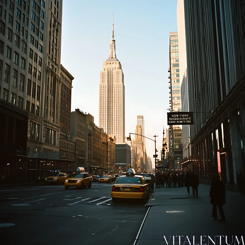 AI ART Cityscape Featuring Empire State Building and Taxis