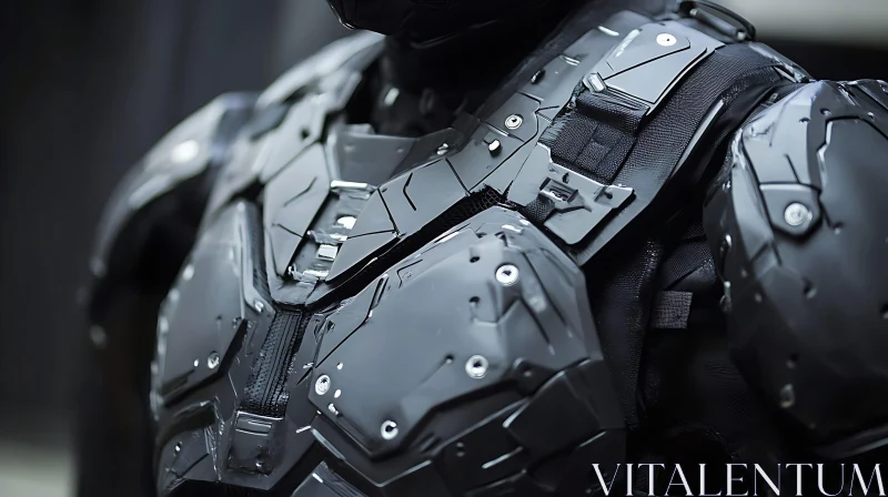 Futuristic Black Armor Suit Close-Up AI Image