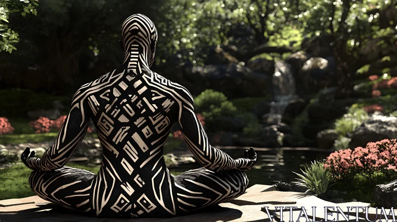 AI ART Geometric Body Art in Tranquil Garden