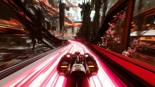 Futuristic Racing Scene with Neon Lights