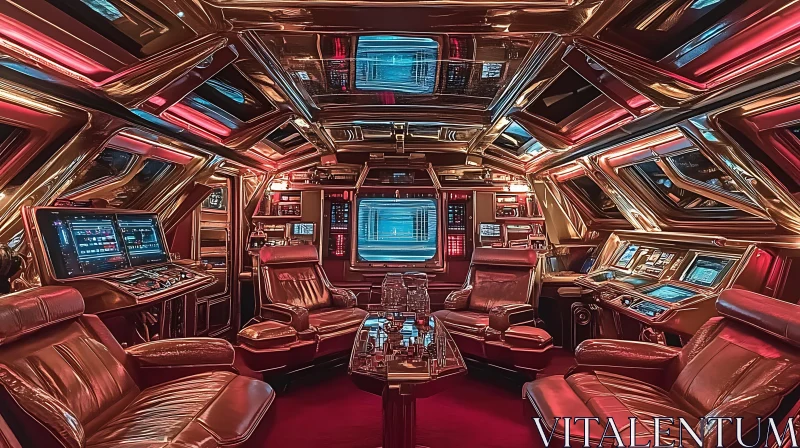 High-Tech Control Room with Luxurious Seating AI Image