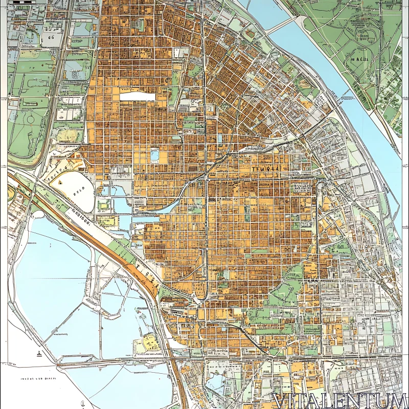 Comprehensive City Grid Map AI Image