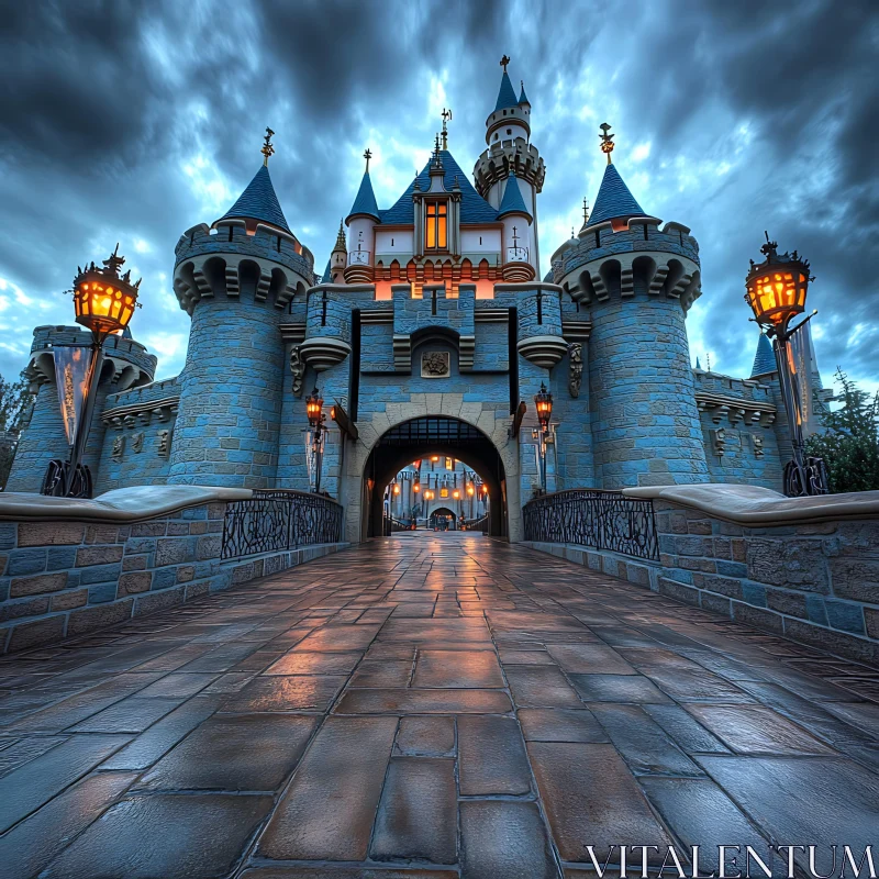 Fairytale Castle at Dusk AI Image