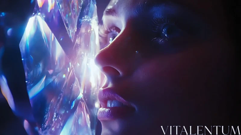 Dreamy Reflection: Crystal and Woman's Face AI Image