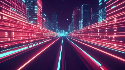 Neon Lit Futuristic City Road