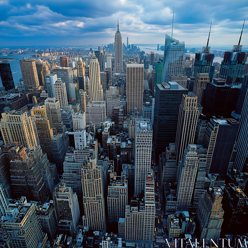 Skyscrapers and City Skyline from Above AI Image