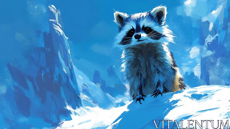 AI ART Raccoon in a Winter Landscape