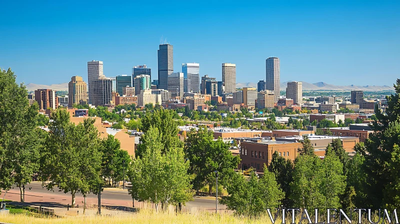 Urban Skyline Amidst Nature AI Image