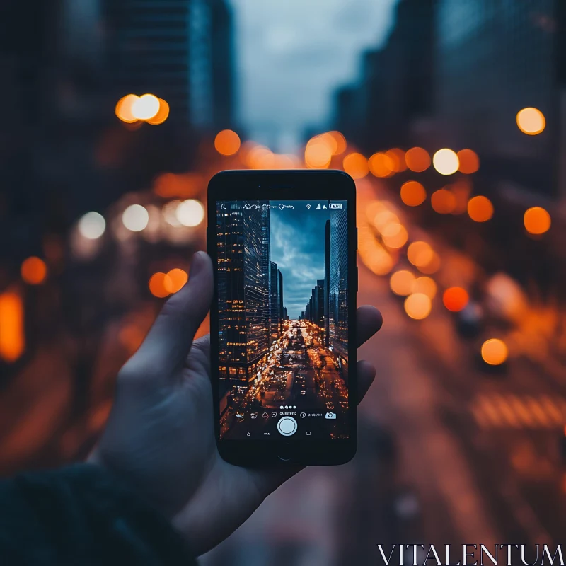 Smartphone Photography of City Lights and Skyscrapers AI Image