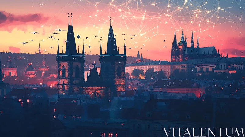 AI ART Enchanting Gothic City at Twilight