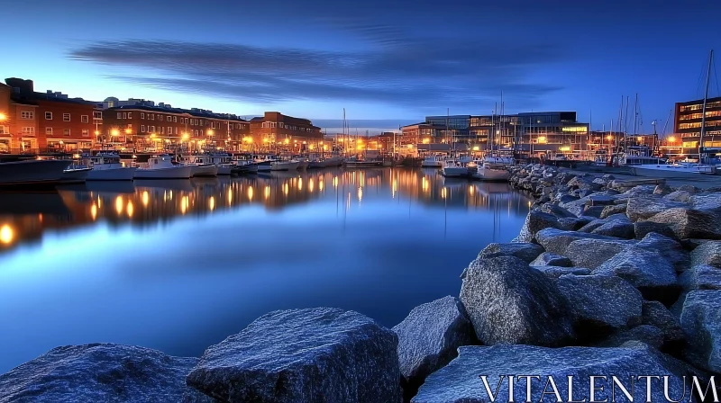 Tranquil Night Scene at the Harbor AI Image