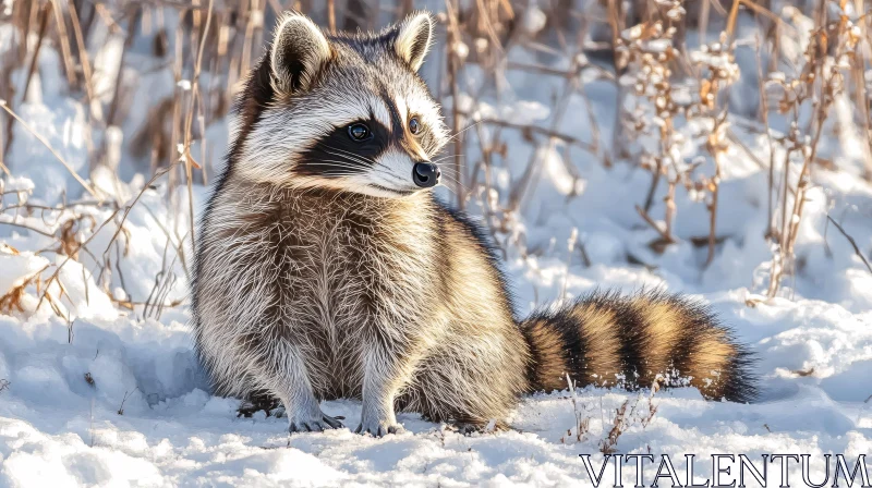 AI ART Raccoon in Snowy Habitat