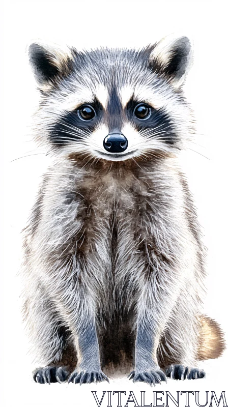 Adorable Raccoon on Light Background AI Image