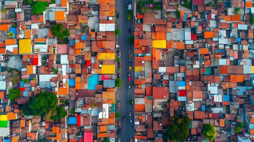 Colorful Rooftops in an Urban Area