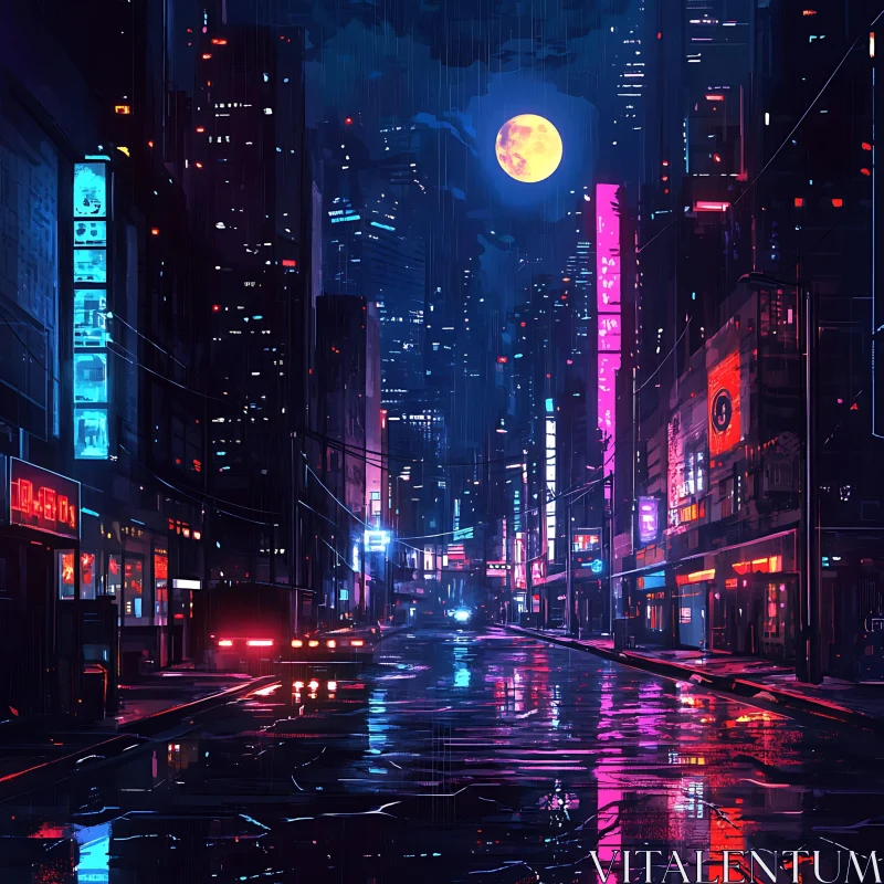 Neon City Nightscape AI Image