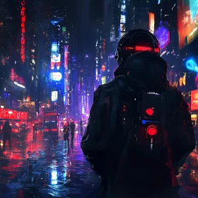 Neon-lit Cyberpunk City at Night